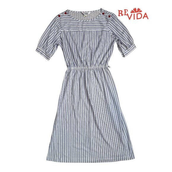 Vintage Mary Lynn Fashions Pin Stripe ILGWU Union Made Midi Dress - Picture 1 of 5